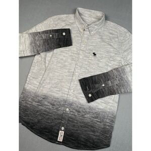 Vintage ABERCROMBIE OMBRE‎ Button SHIRT TOP Moose Logo  Back Gray Y2K